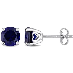 Birthstone Stud Earrings With Heart Baskets In