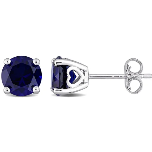Birthstone Stud Earrings With Heart Baskets In