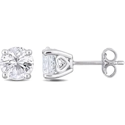 Birthstone Stud Earrings With Heart Baskets In