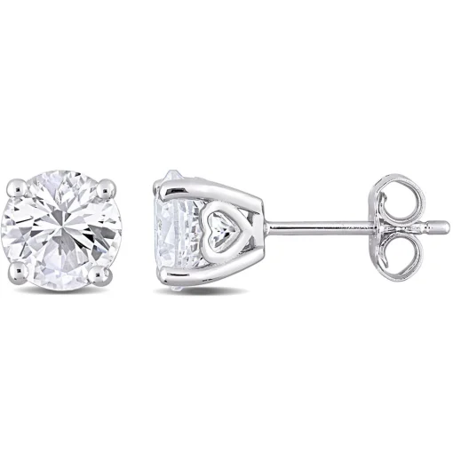Birthstone Stud Earrings With Heart Baskets In