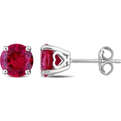 Birthstone Stud Earrings With Heart Baskets In
