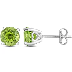 Birthstone Stud Earrings With Heart Baskets In