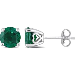 Birthstone Stud Earrings With Heart Baskets In