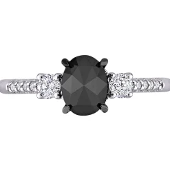 1 1/4 Black & White Diamond Ring In 14K White Gold
