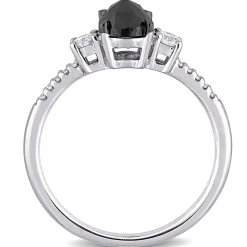 1 1/4 Black & White Diamond Ring In 14K White Gold