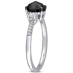 1 1/4 Black & White Diamond Ring In 14K White Gold