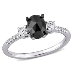 1 1/4 Black & White Diamond Ring In 14K White Gold