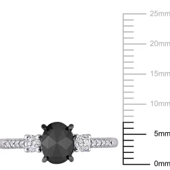 1 1/4 Black & White Diamond Ring In 14K White Gold