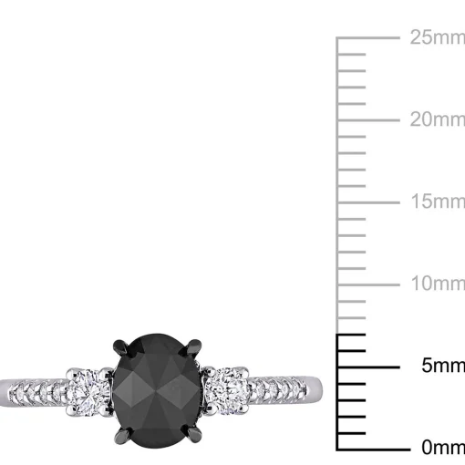 1 1/4 Black & White Diamond Ring In 14K White Gold