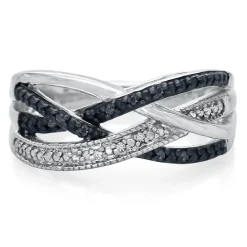Black & White Diamond Ring In Sterling Silver