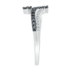 Black & White Promise Ring With Diamond Bypass Band In Sterling Silver (1/3 Ct. Tw.)