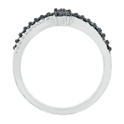 Black & White Promise Ring With Diamond Bypass Band In Sterling Silver (1/3 Ct. Tw.)