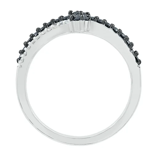 Black & White Promise Ring With Diamond Bypass Band In Sterling Silver (1/3 Ct. Tw.)