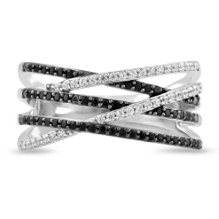 Black And White Crossover Band In Sterling Silver (1/3 Ct. Tw.)
