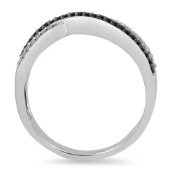 Black And White Crossover Band In Sterling Silver (1/3 Ct. Tw.)