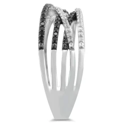 Black And White Crossover Band In Sterling Silver (1/3 Ct. Tw.)