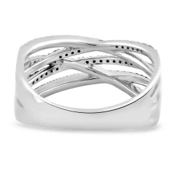 Black And White Crossover Band In Sterling Silver (1/3 Ct. Tw.)
