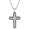 Black And White Diamond Cross In Stainless Steel (1/2 Ct. Tw.)