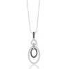 Black And White Diamond Oval Twist Pendant In Sterling Silver (1/5 Ct. Tw.)