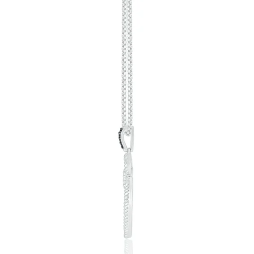 Black And White Diamond Oval Twist Pendant In Sterling Silver (1/5 Ct. Tw.)