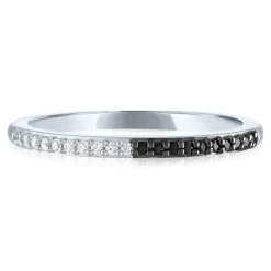 Black And White Diamond Stack Band In Sterling Silver (1/10 Ct. Tw.)