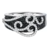 Black And White Diamond Swirl Ring In 10K White Gold (1 Ct. Tw.)
