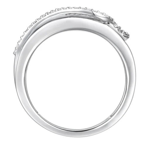 Black And White Diamond Swirl Ring In 10K White Gold (1 Ct. Tw.)