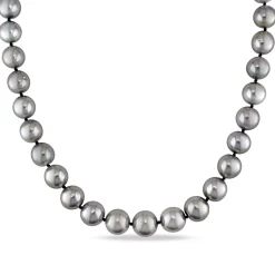 Black Cultured Tahitian Pearl Necklace In 14K White Gold, 10-13Mm, 18"