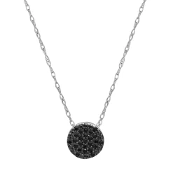 Black Diamond Circle Pendant In 10K White Gold (1/10 Ct. Tw.)