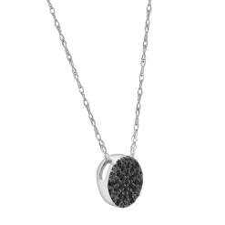 Black Diamond Circle Pendant In 10K White Gold (1/10 Ct. Tw.)