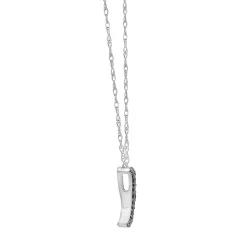 Black Diamond Crescent Moon Pendant In 10K White Gold (1/10 Ct. Tw.)