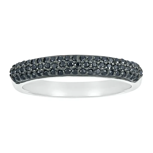 Black Diamond Dome Ring In Sterling Silver (1/3 Ct. Tw.)