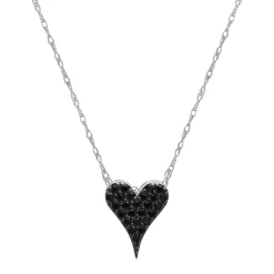 Black Diamond Heart Pendant In 10K White Gold (1/10 Ct. Tw.)