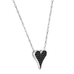Black Diamond Heart Pendant In 10K White Gold (1/10 Ct. Tw.)