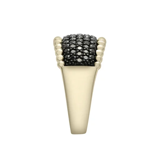 Black Diamond Multi-Row Ring In 10K Yellow Gold (1 Ct. Tw.)