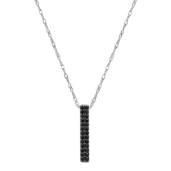 Black Diamond Vertical Bar Pendant In 10K White Gold (1/10 Ct. Tw.)