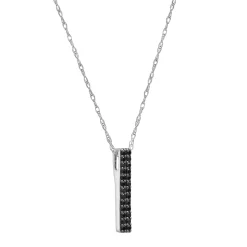 Black Diamond Vertical Bar Pendant In 10K White Gold (1/10 Ct. Tw.)