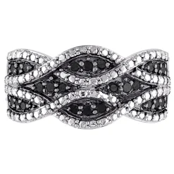 Black Diamond Woven Ring In Sterling Silver (1/4 Ct. Tw.)