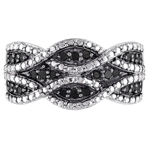Black Diamond Woven Ring In Sterling Silver (1/4 Ct. Tw.)