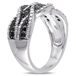 Black Diamond Woven Ring In Sterling Silver (1/4 Ct. Tw.)