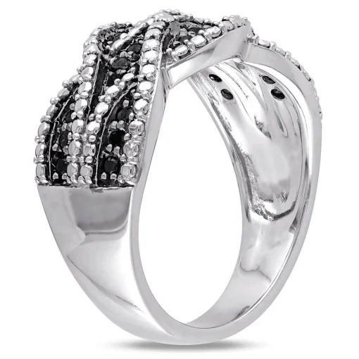 Black Diamond Woven Ring In Sterling Silver (1/4 Ct. Tw.)