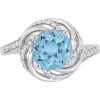 Blue & White Topaz & Diamond Ring In Sterling Silver