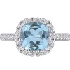 Blue & White Topaz Ring In 10K White Gold