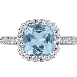 Blue & White Topaz Ring In 10K White Gold
