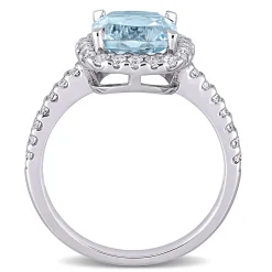 Blue & White Topaz Ring In 10K White Gold
