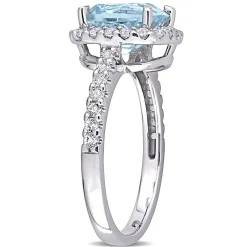 Blue & White Topaz Ring In 10K White Gold