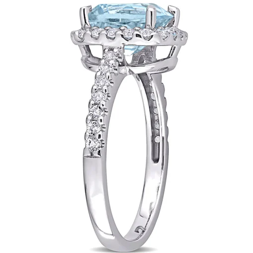 Blue & White Topaz Ring In 10K White Gold