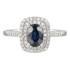 Blue Sapphire & 1/4 Ct. Tw. Diamond Ring In 10K White Gold