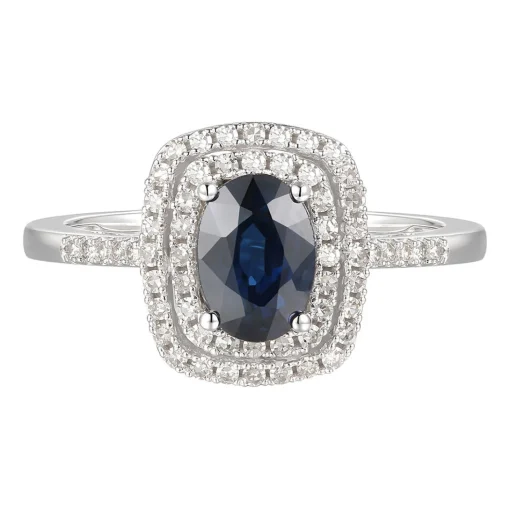 Blue Sapphire & 1/4 Ct. Tw. Diamond Ring In 10K White Gold