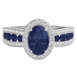 Blue Sapphire & 1/4 Ct. Tw. Diamond Ring In 10K White Gold